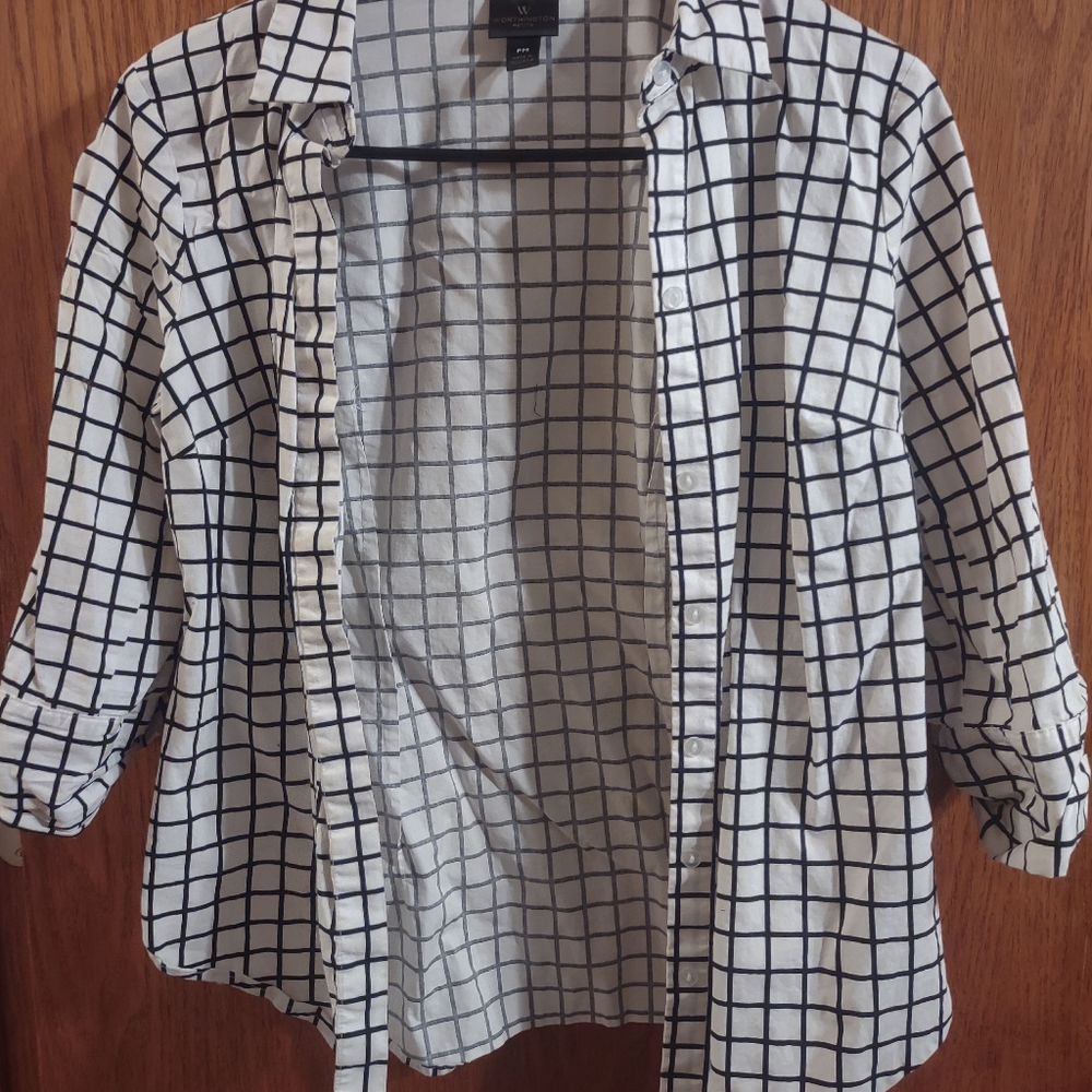 Black and White Checkered Dress Shirt